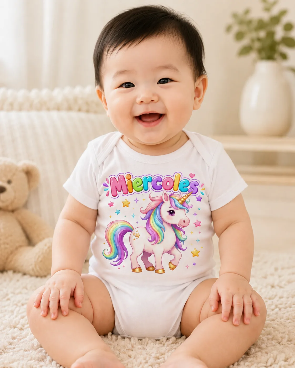 Mameluco para Bebé con Unicornio Arcoíris – Miércoles